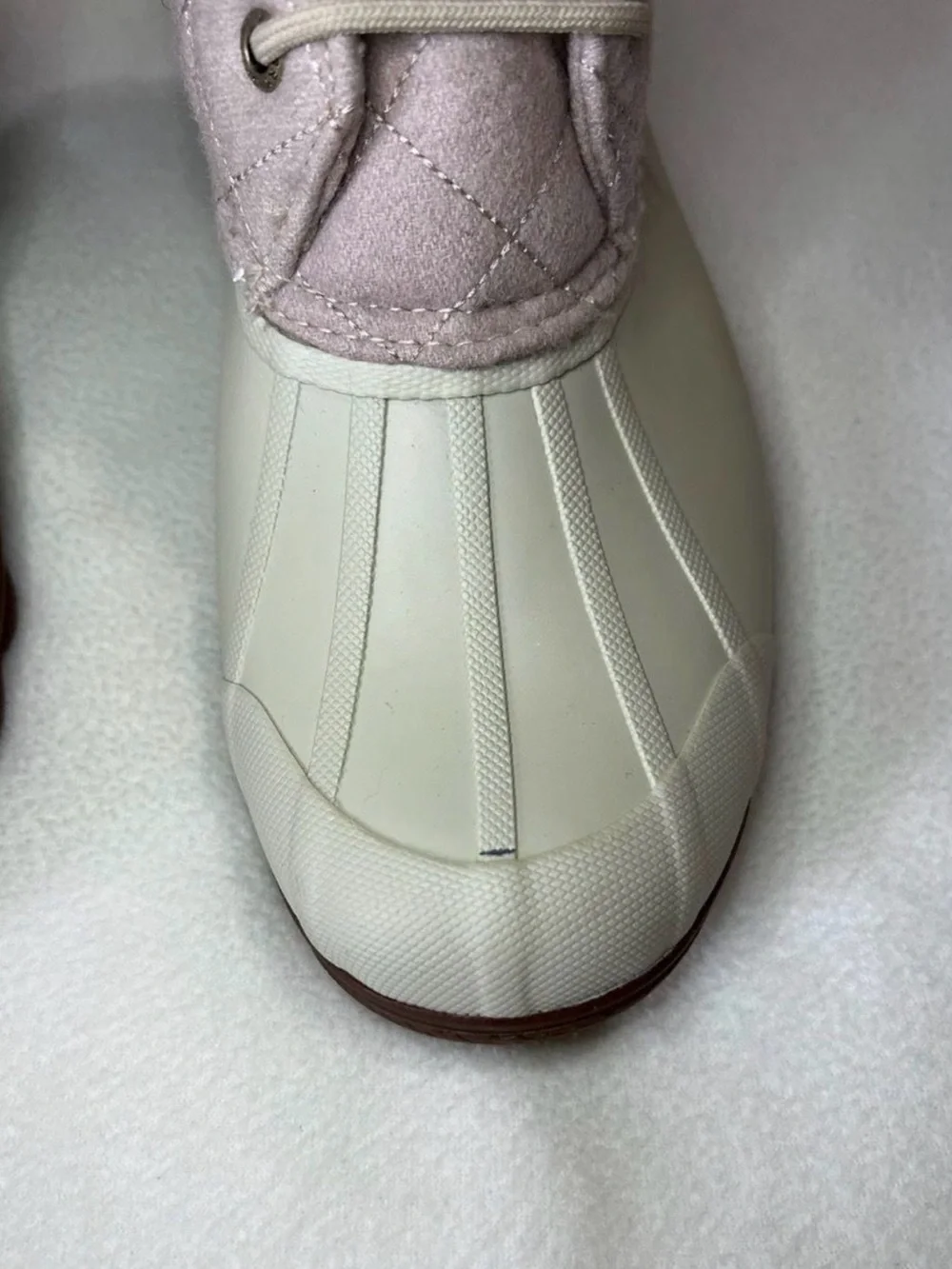 Sperry Women's Quilted Light Pink and Cream Duck Boots
